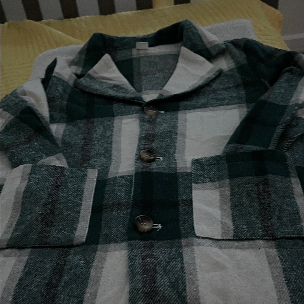 SHEIN Green and White Checkered Jacket - Picture 2 of 6